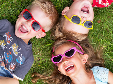 Kids wearing sunglasses